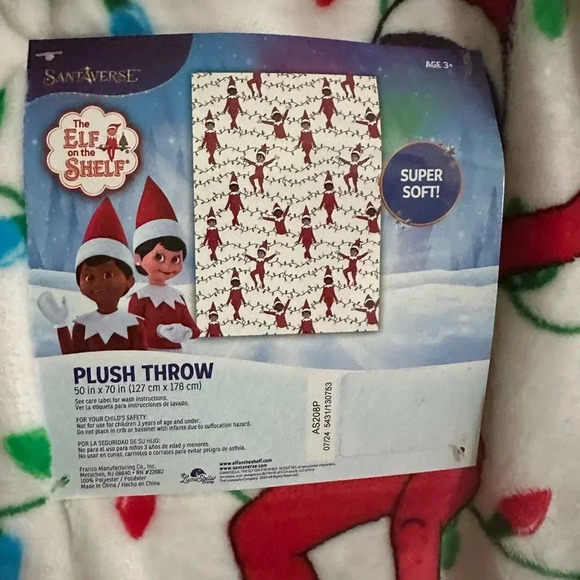 Christmas Elf on the Shelf Oversized Soft Plush Throw Blanket 50”x70” Lights NEW - Picture 3 of 3
